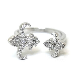 New .68cttw Micro Pave Set Diamond Simulant Fleur de lis Ring Size 11